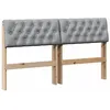 Image de Tête de lit capitonnée - vidaXL - Gris clair - 140 cm - Pin massif - Rembourrée en tissu - Durable - Facile à nettoyer