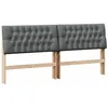 Image de Tête de lit capitonnée - vidaXL - Gris foncé - 200 cm - Pin massif - Coussin rembourré - Facile à nettoyer