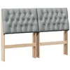 Image de Tête de lit capitonnée - vidaXL - Gris clair - 160 cm - Pin massif - Coussin rembourré - Facile à nettoyer