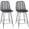 Image de Tabouret de bar en rotin et métal - vidaXL - Noir - 445 x 545 x 975 cm - Hauteur dassise 62 cm