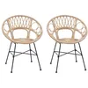Image de Chaise de salle à manger en rotin - vidaXL - Lot de 2 - 65x555x81 cm - Naturel - Rotin et métal - Assise renforcée
