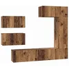Image de Meuble TV mural en bois dingénierie - vidaXL - Bois ancien - 90x30.5x30 cm - 6 portes - 4 étagères