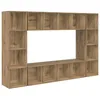 Image de Meuble TV mural moderne - vidaXL - Marron - 37x37x1425 cm - Bois dingénierie - Quatre étagères - Gain de place