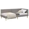 Image de Vidaxl cadre de lit d'angle taupe 80 cm x 200 cm tissu et contreplaqué
