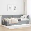 Image de Cadre De Lit D'angle Gris Clair 90 X 190 Cm Tissu Vidaxl