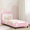 Image de vidaXL Cadre de lit pour enfants avec tête de lit Rose 90 x 190 cm PU 42011093