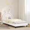 Image de Cadre de lit simple avec tête de lit - vidaXL - 90x190 cm - Blanc - Bois dingénierie - PU - Poches de rangement