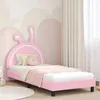 Image de Cadre de lit pour enfants - vidaXL - 90x200 cm - Rose - Bois dingénierie - Poches de rangement - Système de lattes