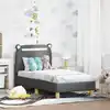 Image de Cadre De Lit Pour Tout-petit Avec Tête De Lit Gris Foncé Tissu Vidaxl