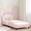 Image de Cadre de lit enfant avec tête de lit - vidaXL - Rose - 90x190 cm - PU - Bois dingénierie - Poches de rangement