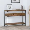 Image de Table console - VIDAXL - Bois ancien - 100 x 29 x 75 cm - Étagère incluse - Pieds réglables