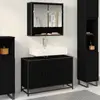 Image de Cabinet De Salle De Bain Avec Porte Chêne Noir 90 X 33 X 60 Cm Vidaxl