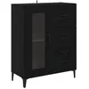 Image de Buffet moderne en bois dingénierie - vidaXL - Chêne Noir - 695x34x90 cm - Portes en verre