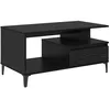 Image de Table basse moderne - vidaXL - Chêne noir - Bois dingénierie - 90x49x45 cm - Rectangulaire - Avec tiroir - Avec étagère