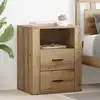 Image de Cabinet De Chevet Avec Tiroir Chêne Artisanal 35 X 50 X 60 Cm Vidaxl