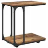 Image de Table dappoint rustique - vidaXL - Bois ancien - 50x35x555 cm - Design en C - Rangement intégré - Roues mobiles