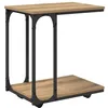 Image de Table dappoint rustique - vidaXL - Chêne artisanal - 50x35x555 cm - Bois dingénierie - Cadre en métal - Avec étagère