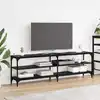 Image de Meuble Tv Chêne Noir 160 X 30 X 50 Cm Bois D'ingénierie Et Fer Vidaxl