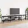 Image de Meuble Tv Chêne Noir 201 X 35 X 45 Cm Bois D'ingénierie Et Fer Vidaxl