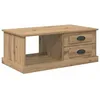 Image de Table basse en bois dingénierie - vidaXL - Chêne artisanal - 90x50x35 cm - Rectangulaire - Avec tiroir - Avec étagère