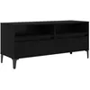 Image de Meuble TV rustique - vidaXL - Chêne Noir - 100x345x445 cm - Bois dingénierie et fer - Tiroir intégré - Étagère