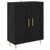 Image de Buffet moderne en bois dingénierie - vidaXL - Chêne Noir - 695x34x90 cm - 2 portes - Pieds en fer - Poignées dorées