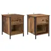 Image de Vidaxl cabinet de chevet avec tiroir 2 pcs bois ancien 40 x 42 x 50 cm