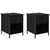 Image de Vidaxl cabinet de chevet avec tiroir 2 pcs chêne noir 40 x 42 x 50 cm