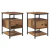 Image de Vidaxl cabinet de chevet avec tiroir 2 pcs bois ancien 40 x 42 x 56 cm