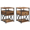 Image de Vidaxl cabinet de chevet avec tiroir 2 pcs bois ancien 40 x 42 x 55 cm
