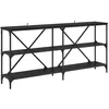 Image de Table console industrielle - vidaXL - Chêne noir - 160x30x75 cm - 4 étagères - Bois dingénierie - Cadre en fer