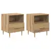 Image de Vidaxl table de chevet avec tiroir 2 pcs marron 40 x 35 x 47,5 cm