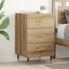 Image de Cabinet De Chevet Avec Tiroir Chêne Artisanal 40 X 40 X 66 Cm Vidaxl