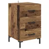 Image de Table de chevet en bois dingénierie - vidaXL - Bois ancien - 40x40x66 cm - Tiroir classique - Poignée mate