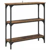 Image de Table console industrielle - vidaXL - Bois ancien - 75x22.5x75 cm - 3 étagères - Finition mate - Style urbain