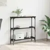 Image de Table console VidaXL chêne noir 75×225×75 cm - 3 étagères structure métal style industriel