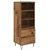 Image de Buffet haut moderne - vidaXL - Bois dingénierie - 40x36x110 cm - Pieds en métal - Tiroir intégré - Fixation murale