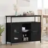 Image de Buffet Chêne Noir 100 X 35 X 80 Cm Bois D'ingénierie Vidaxl