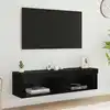 Image de Ensemble Meuble Tv Avec Led 2 Pcs Chêne Noir 60 X 30 X 30 Cm Vidaxl