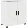 Image de Cabinet de salle de bain moderne - vidaXL - Blanc brillant - 61x35x64 cm - Bois dingénierie - 2 étagères - 2 portes