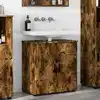 Image de Cabinet De Salle De Bain Avec Porte Chêne Fumé 61 X 35 X 64 Cm Vidaxl