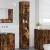Image de Cabinet De Salle De Bain Avec Porte Chêne Fumé 30 X 35 X 192 Cm Vidaxl