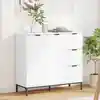 Image de Buffet Avec Tiroir Blanc 89,5 X 33 X 82 Cm Bois D'ingénierie Vidaxl