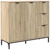 Image de Buffet moderne en bois dingénierie - vidaXL - Chêne sonoma - 895 x 33 x 82 cm - 3 tiroirs - 2 portes