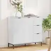Image de Buffet Blanc Brillant 89,5 X 33 X 82 Cm Bois D'ingénierie Vidaxl