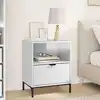 Image de Cabinet De Chevet Avec Tiroir Blanc Brillant 49 X 36 X 61 Cm Vidaxl