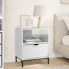 Image de vidaXL Cabinet de chevet avec tiroir Blanc brillant 49 x 36 x 61 cm 883482