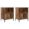 Image de Vidaxl cabinet de chevet avec tiroir 2 pcs bois ancien 49 x 36 x 61 cm