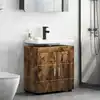 Image de Ensemble D'armoire De Salle De Bain Tulum Chêne Fumé Vidaxl