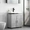 Image de Ensemble D'armoire De Salle De Bain Tulum Gris Sonoma Vidaxl